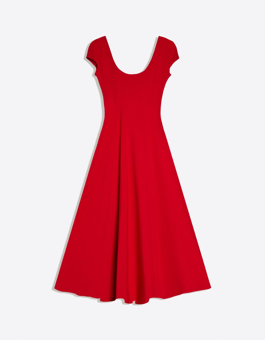 Robe midi jupe évasée-Rouge