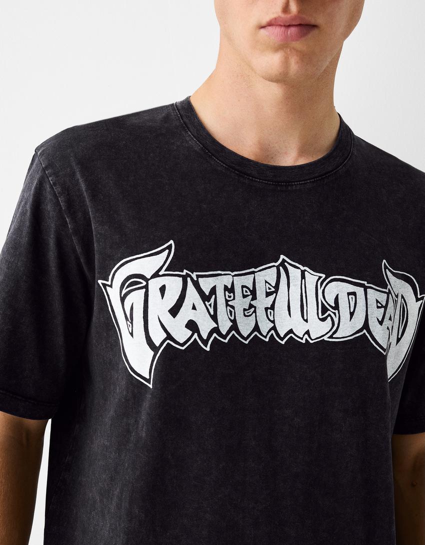 T-shirt Grateful Dead manga curta lavada-Preto-6