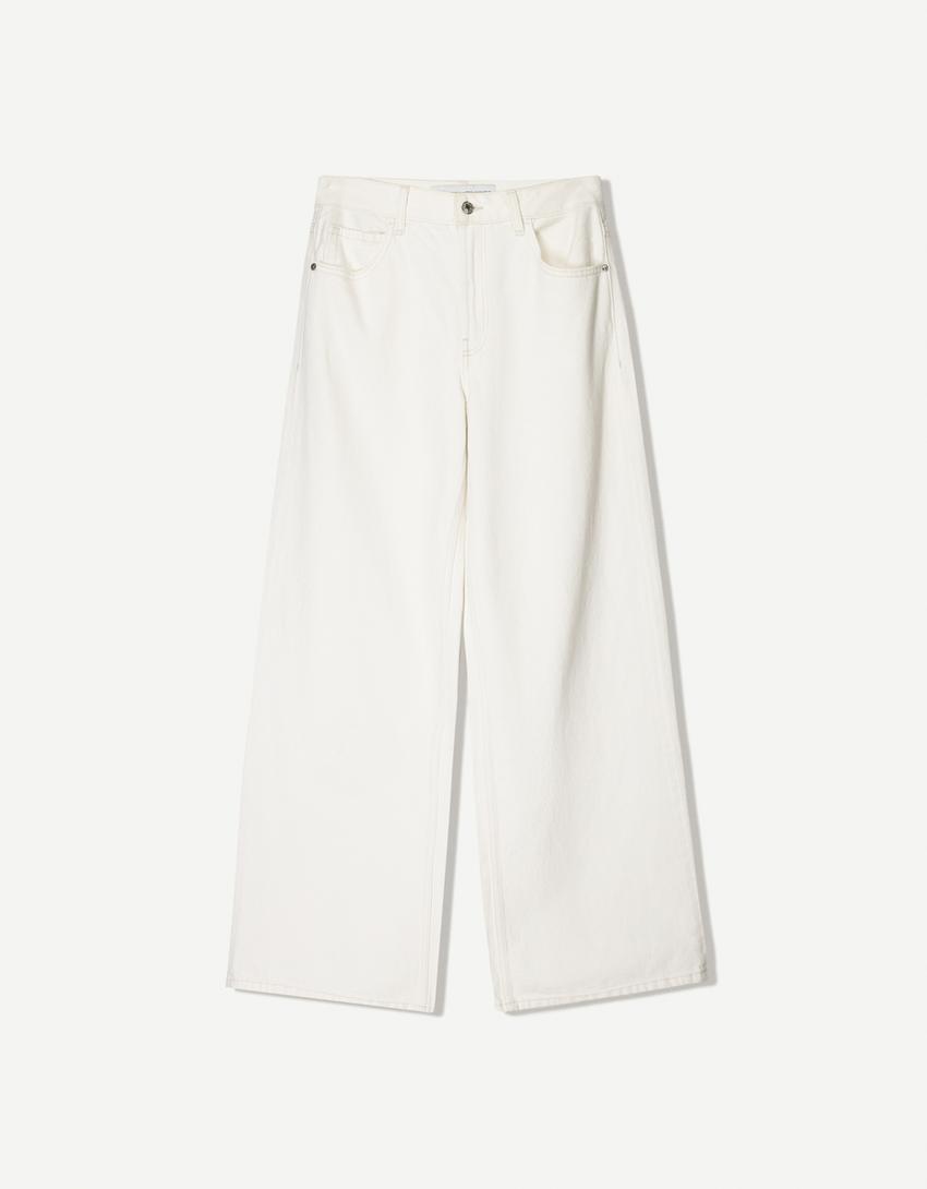 Wide-leg jeans-Off white-3