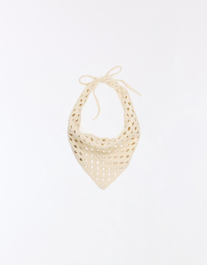 Bandana pelo crochet-Crudo