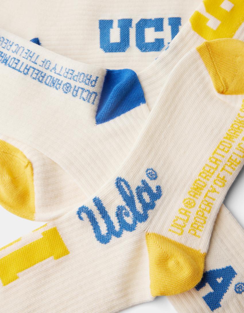 طقم من 2 جوارب بطبعة UCLA-بيج-2