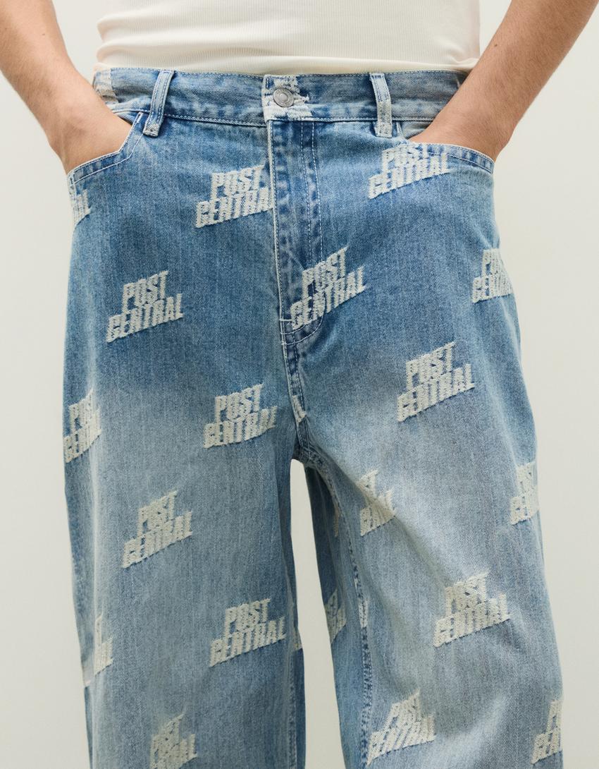 Jacquard jeans-Light blue