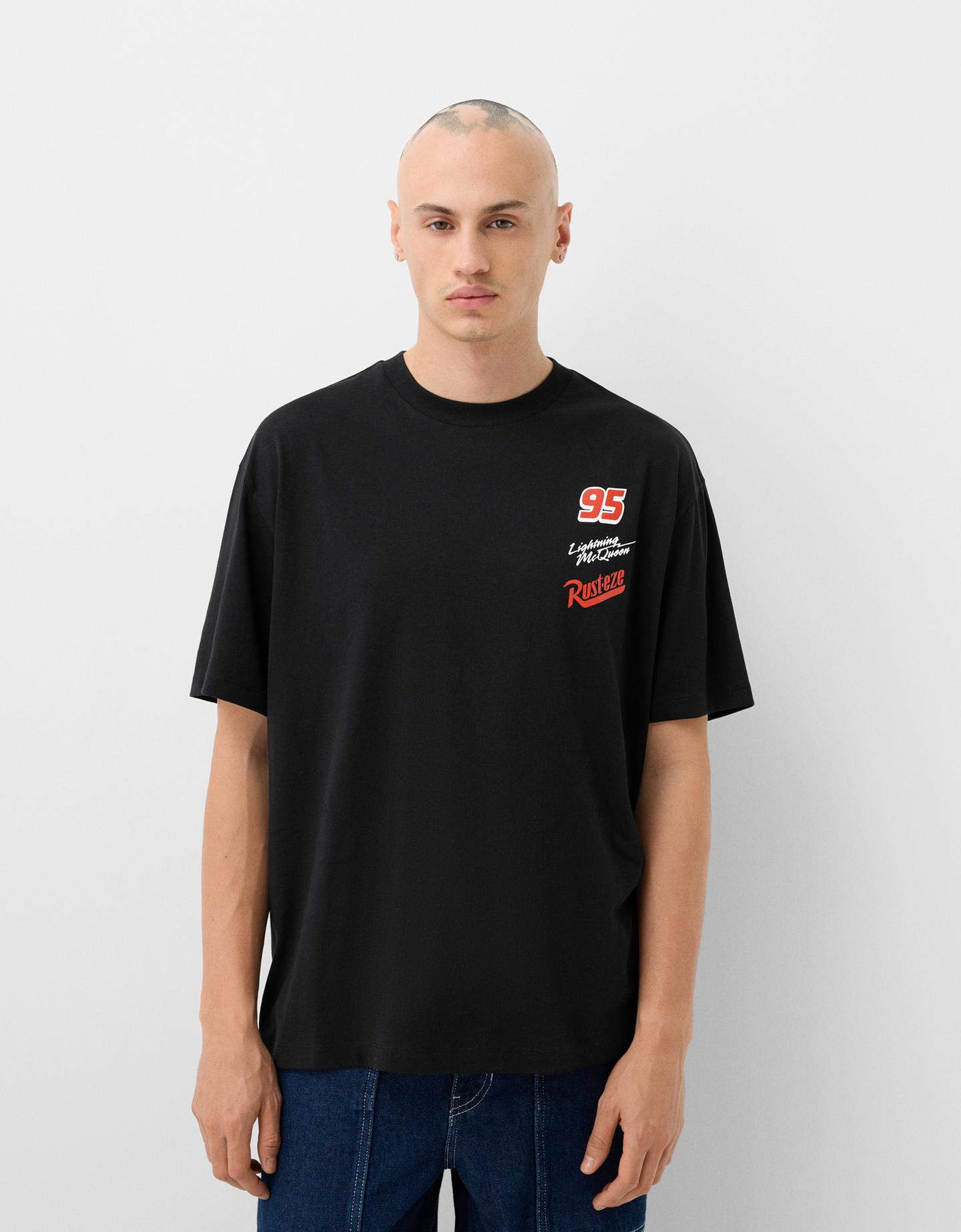 Bershka Camiseta Cars Manga Corta Print Hombre Xl Negro