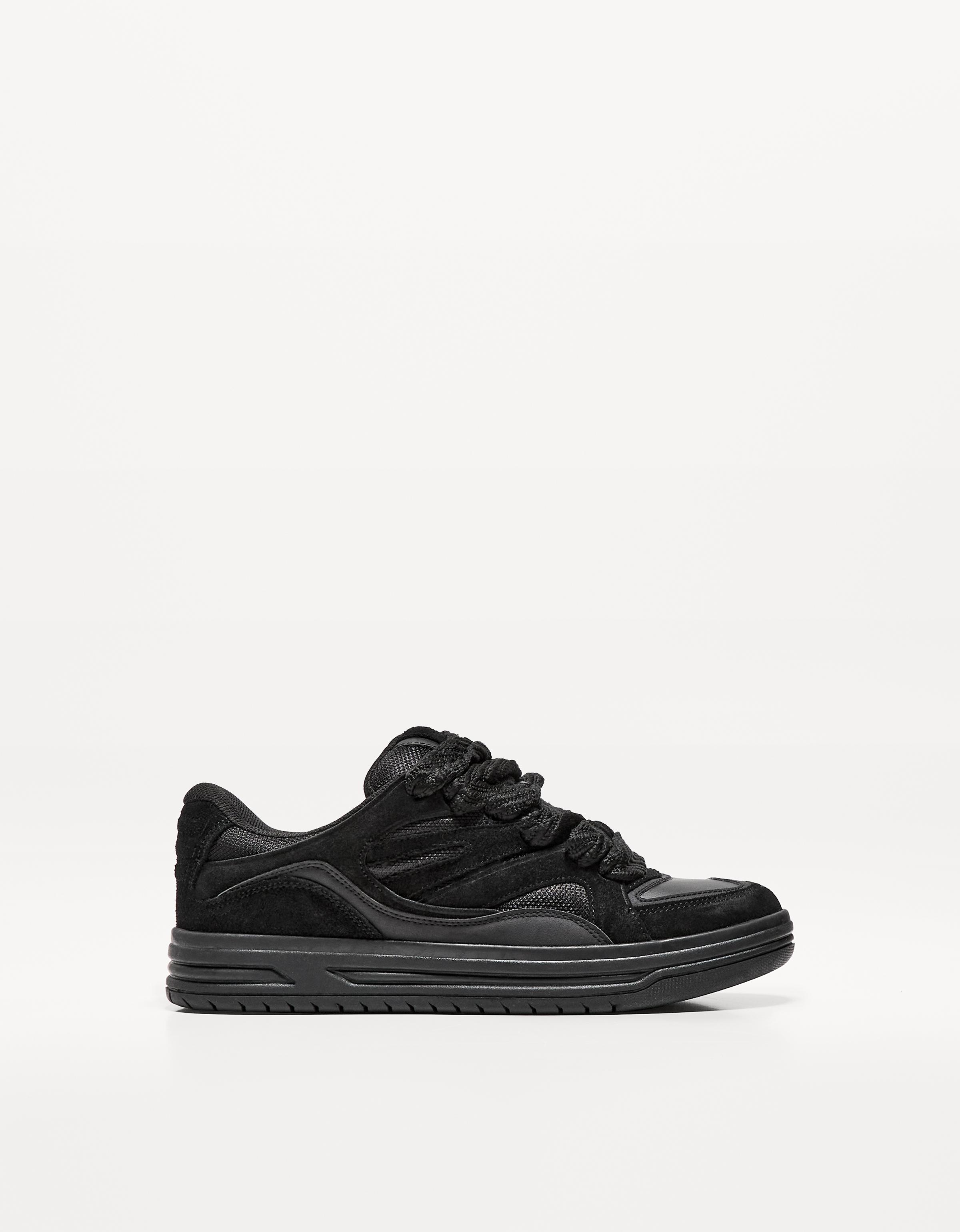 Bershka Skate-Sneaker Aus Leder Herren 43 Schwarz