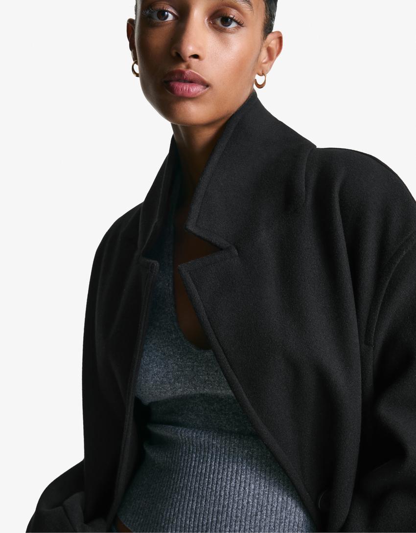 Hosszú, puha kabát-Fekete