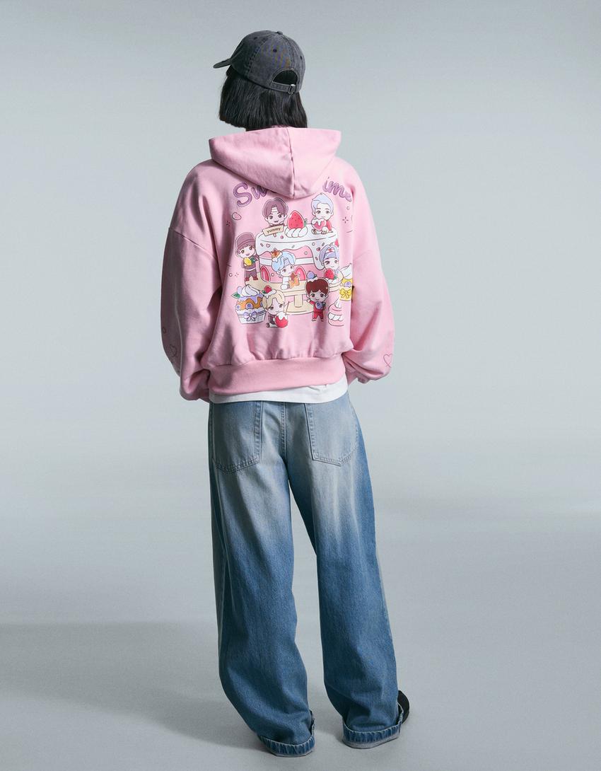 Capuchonsweater met TinyTAN-print-Roos-1
