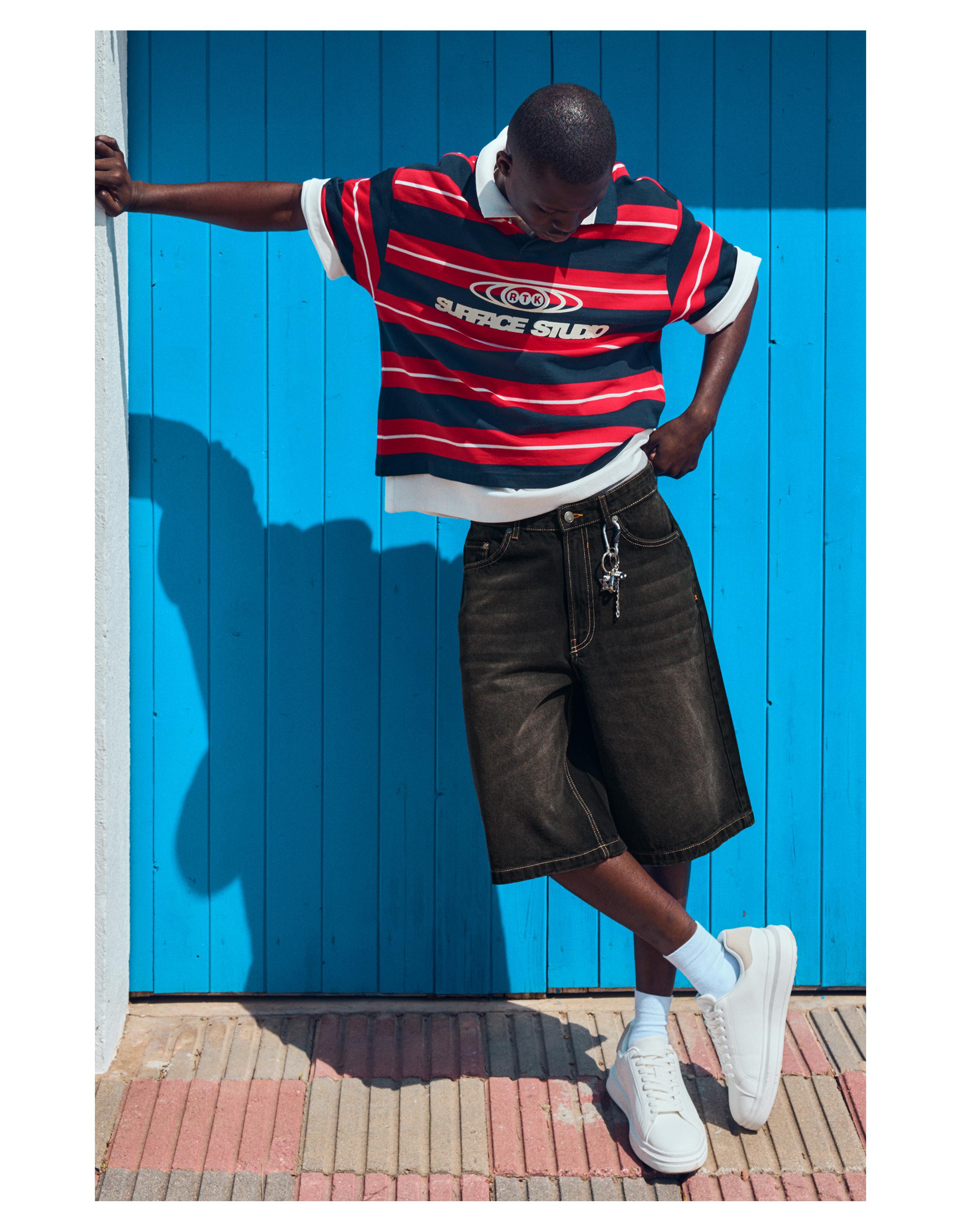 Baggy fit denim bermuda - Görsel 135