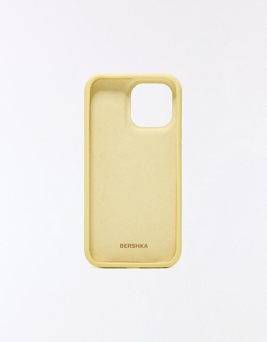 Studded faux leather phone case-Yellow