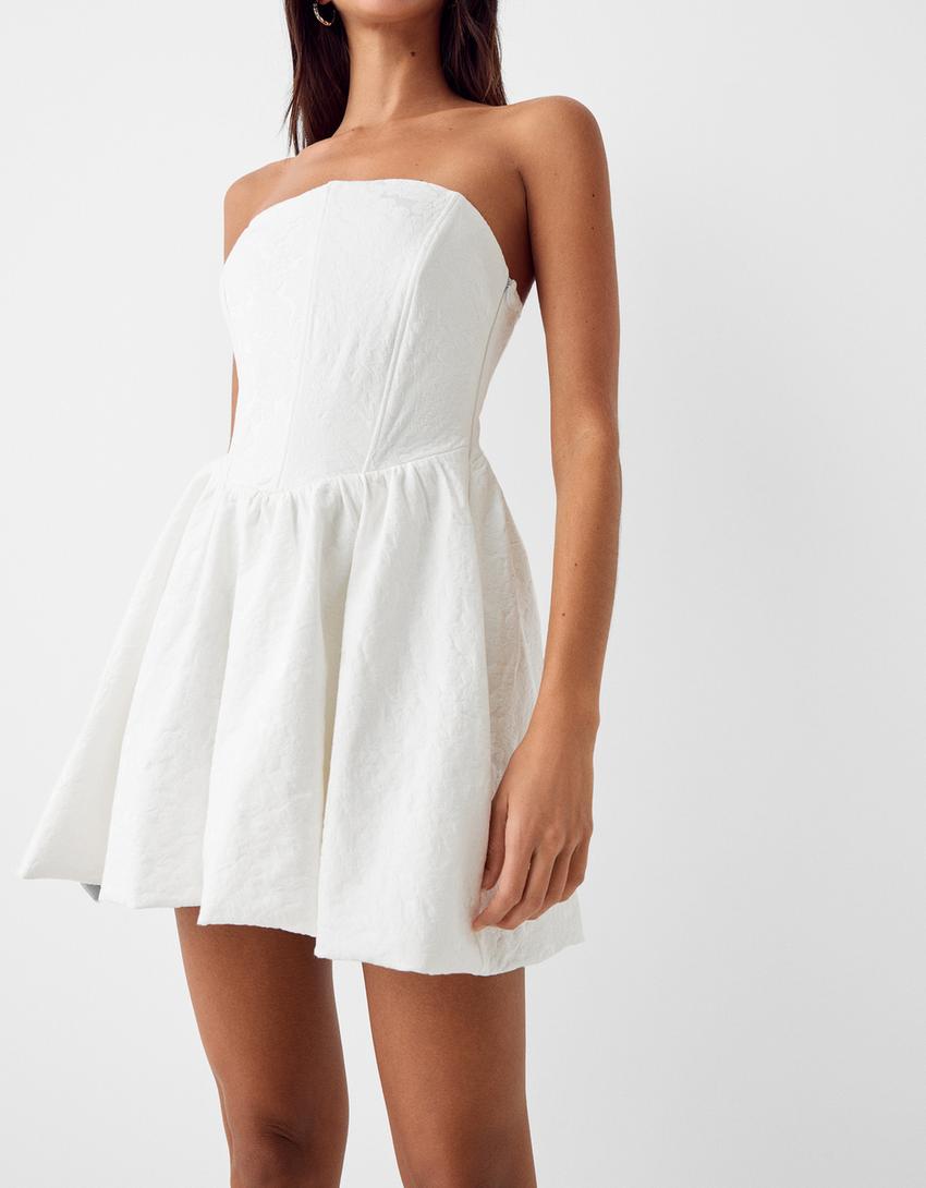 فستان جاكار قصير-أبيض-3