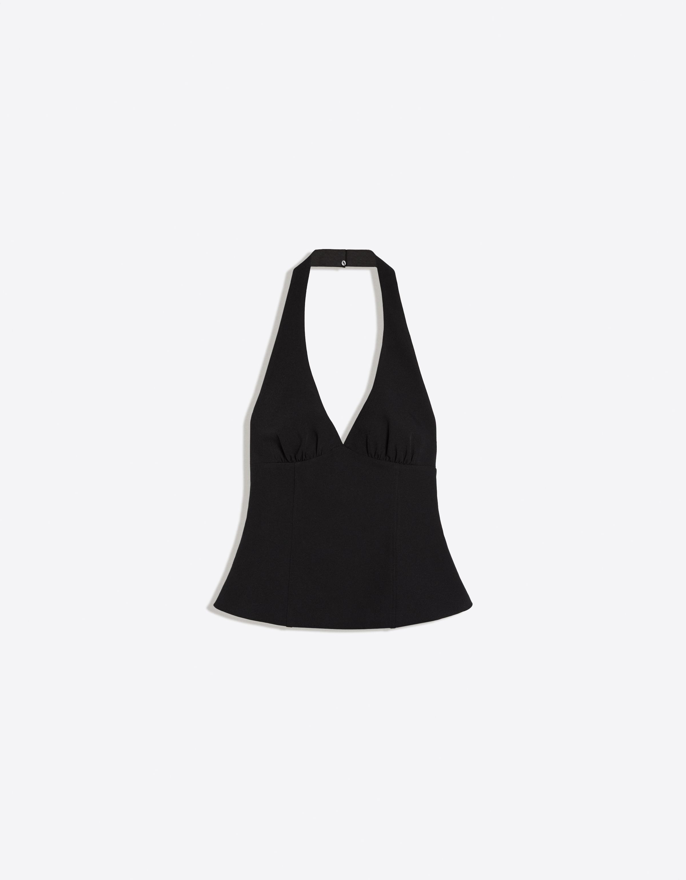 Structured halter top with ties — Black