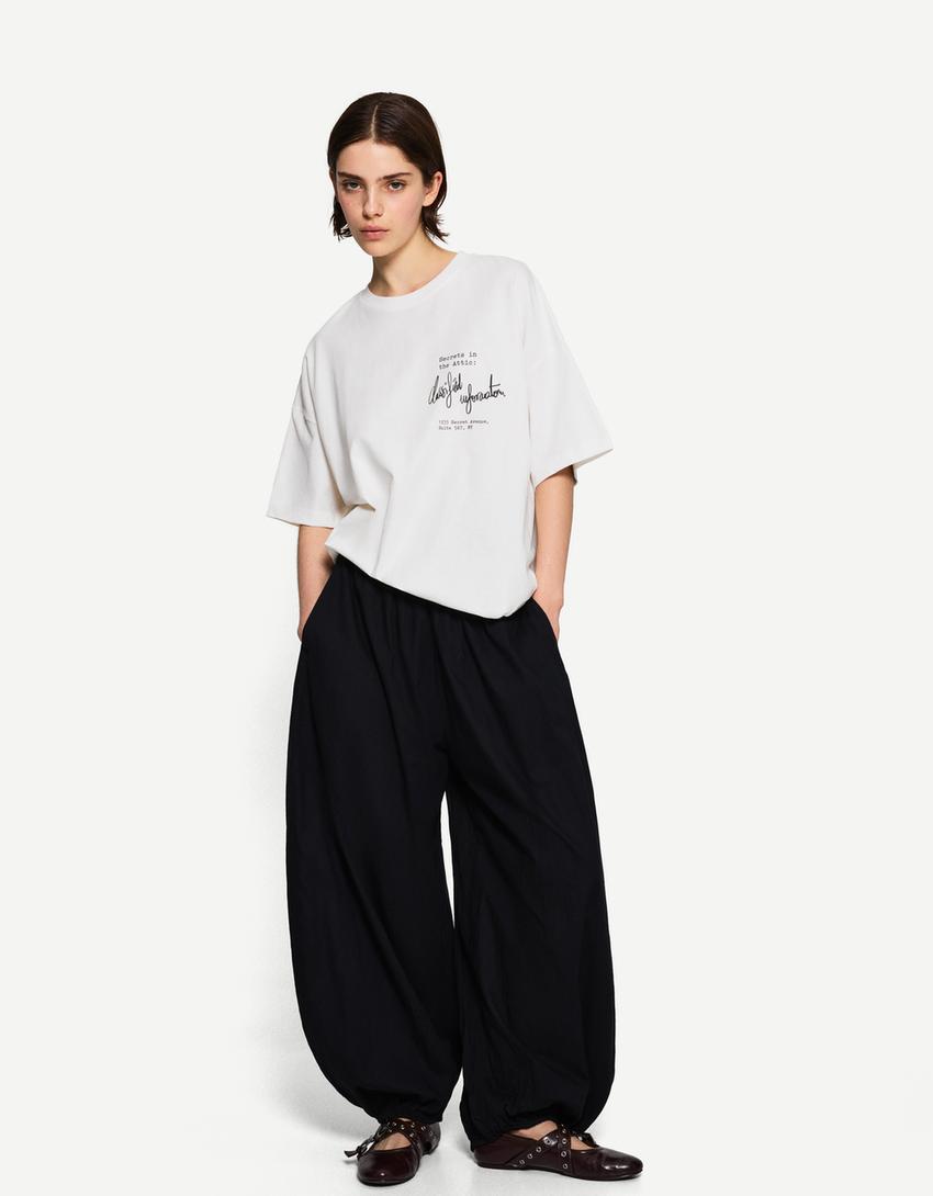 Kortærmet T-shirt med print-Hvid-1