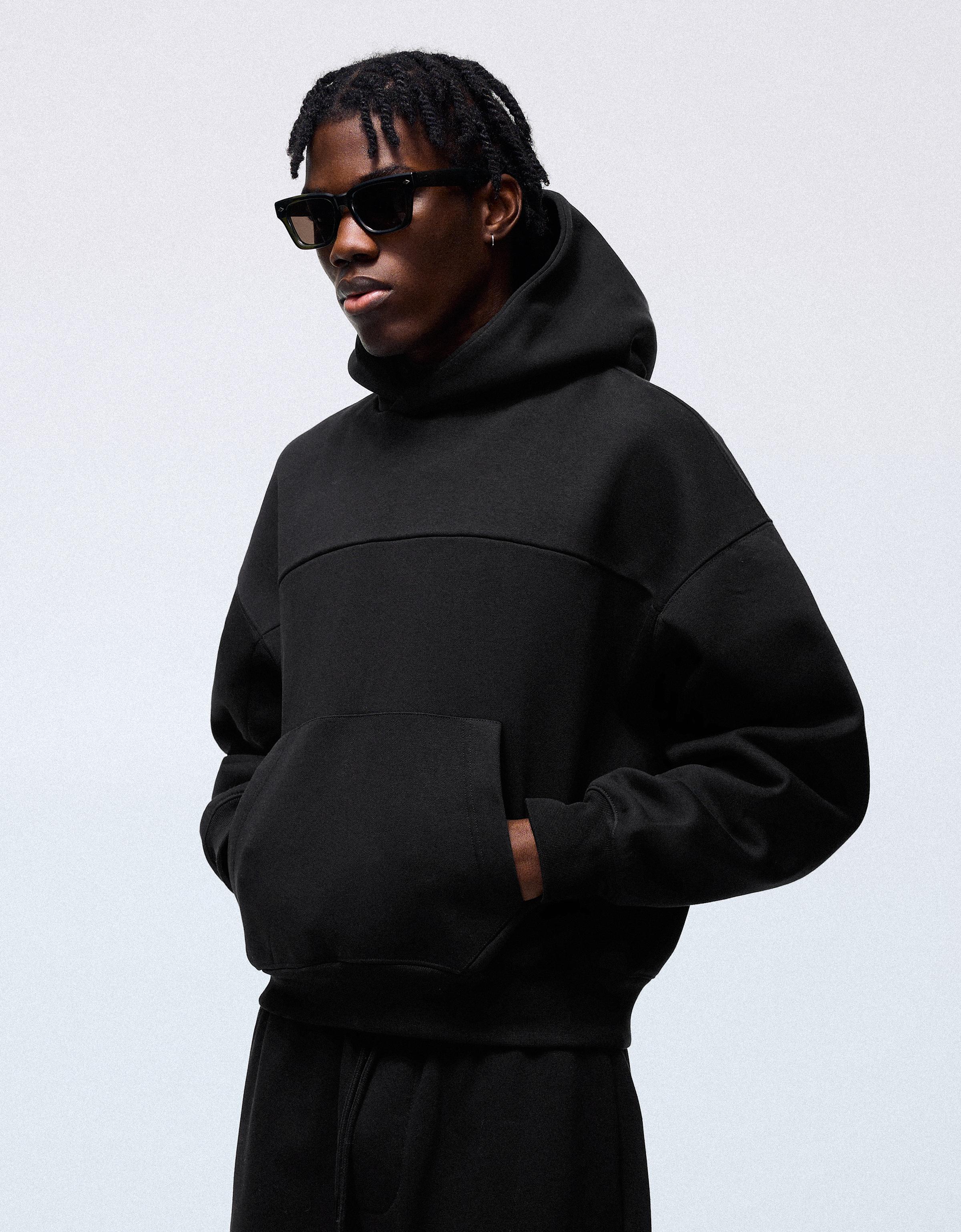 Bershka Sudadera Capucha Hombre L Negro