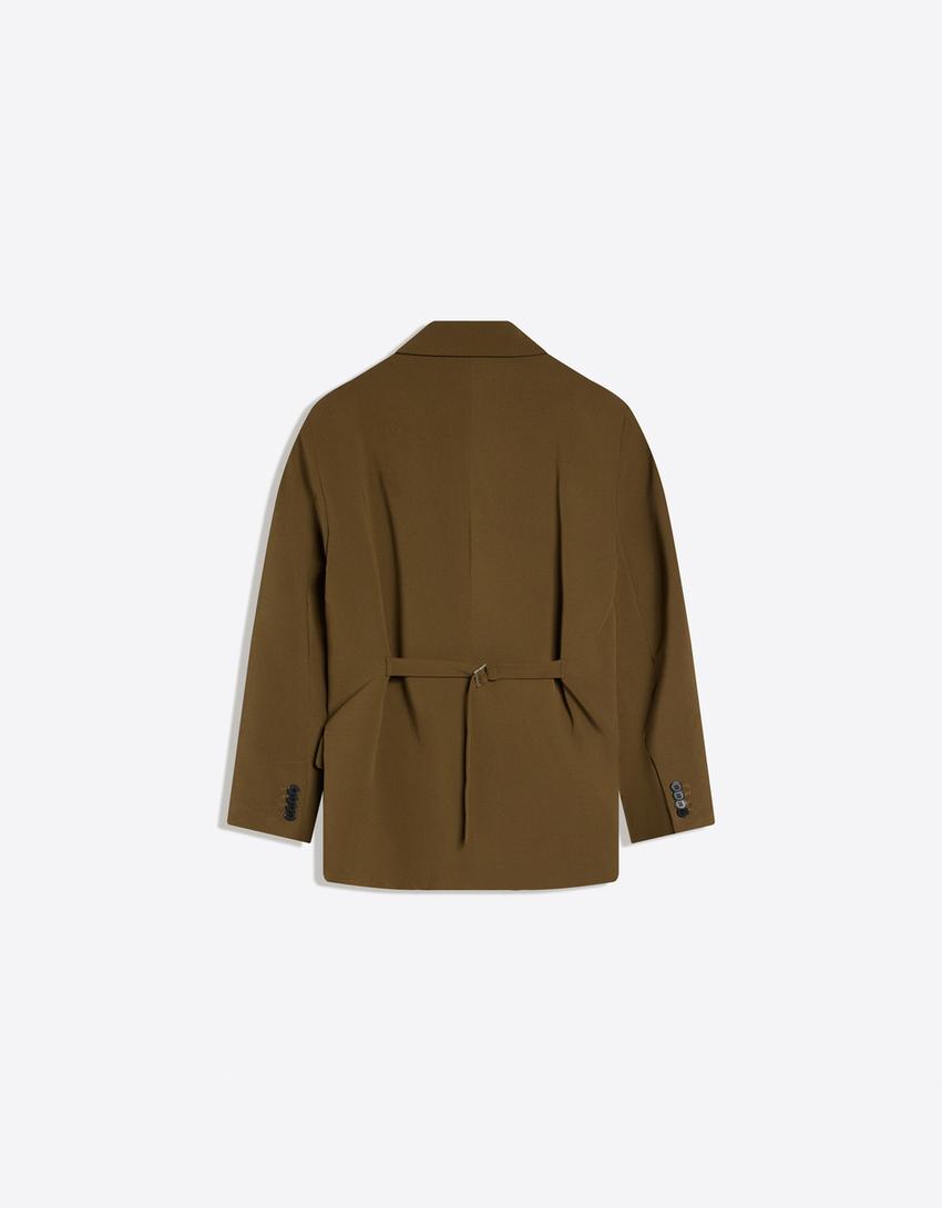 Blazer with back buckle-Khaki
