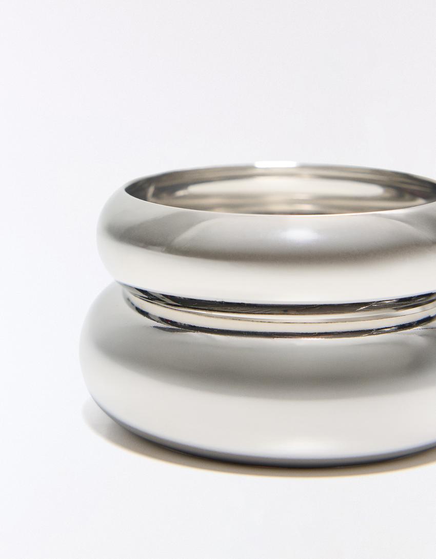 2-pack of mixed-size bracelets-Silver