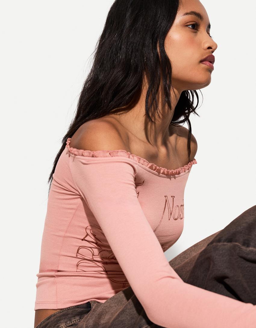 Camisetas Asimetricas Bershka Camisetas Manga Larga Mujer Camiseta