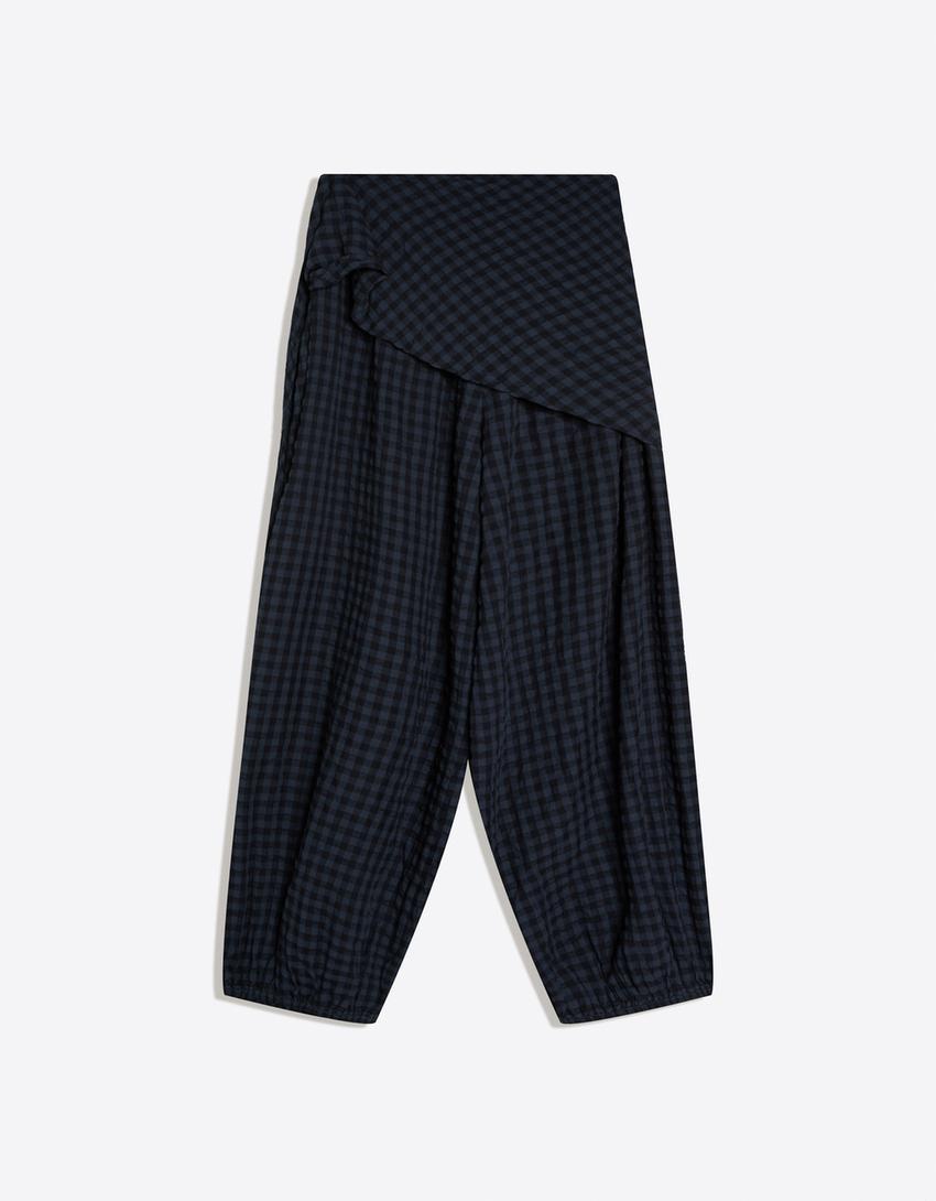 Pantalon bouffant avec foulard-Marine