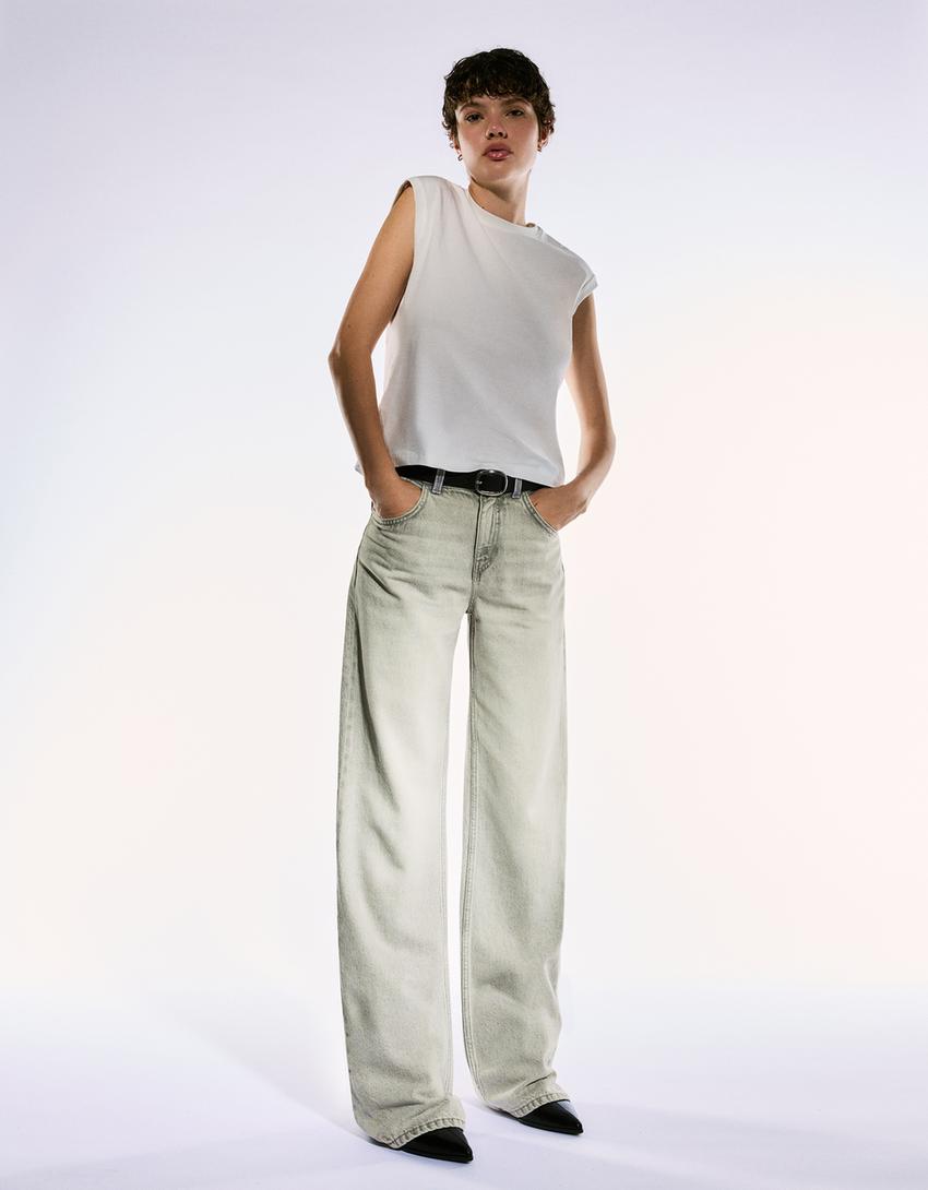 Straight wide-leg jeans-Dark grey