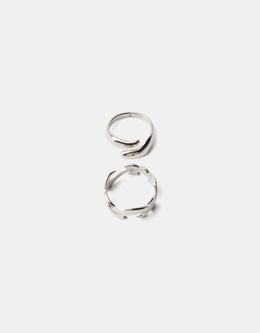 2er-Pack Ringe Edelstahl-Silber-4