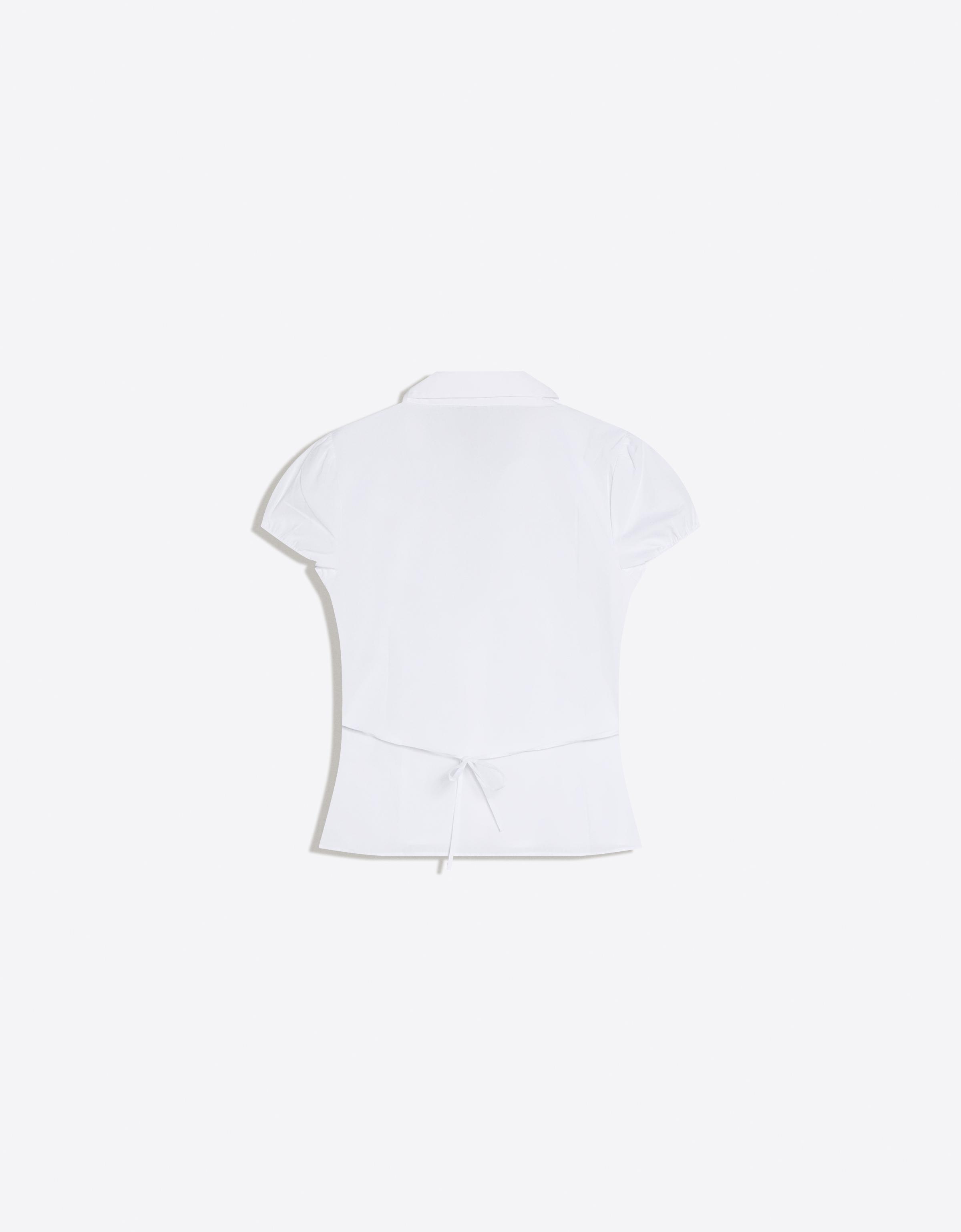 Kısa kollu poplin bağlamalı gömlek - Görsel 5