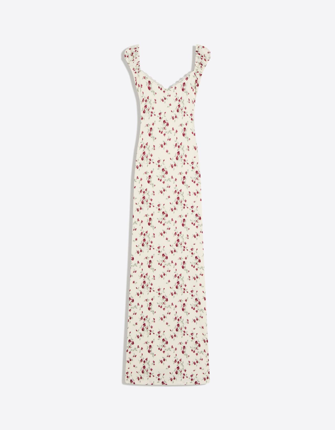 Printed lace midi dress — Cream