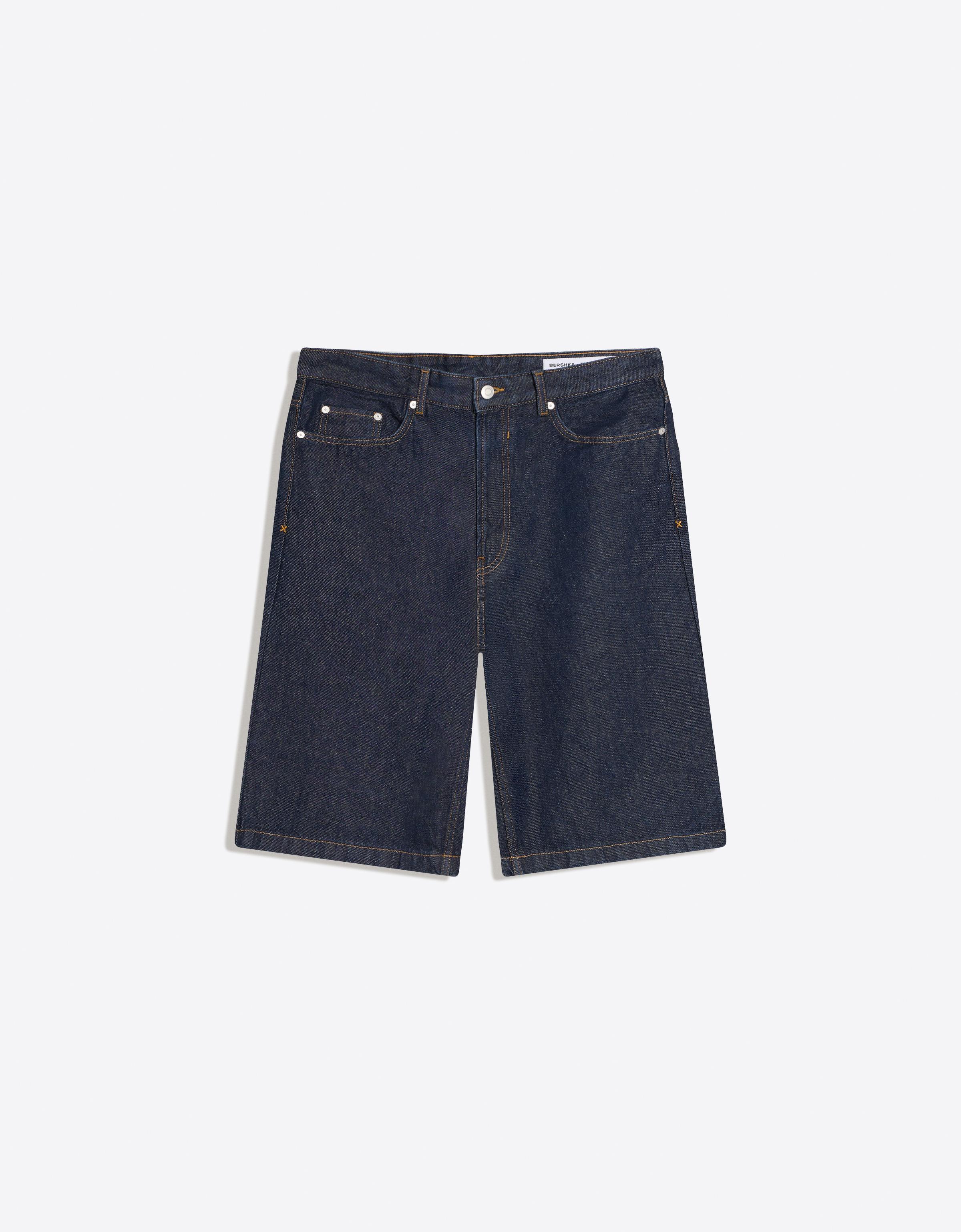 Bershka Baggy fit denim bermuda görsel 4