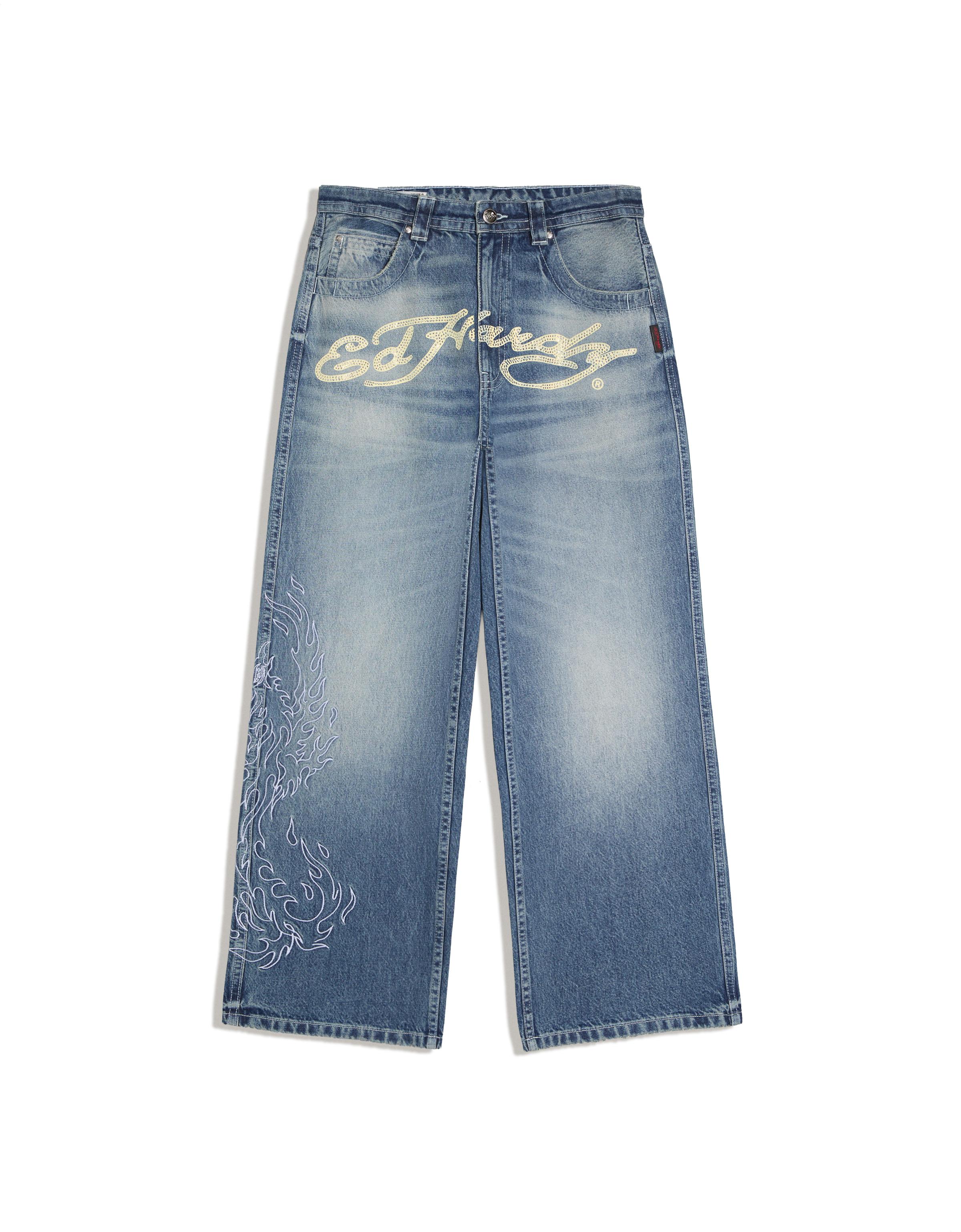ED HARDY X BERSHKA jeans — Light blue