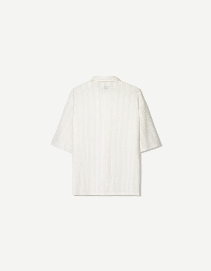 Camisa manga corta boxy textura-Blanco roto-5
