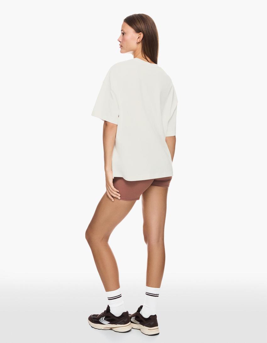 Short sleeve T-shirt with print-Cream-4