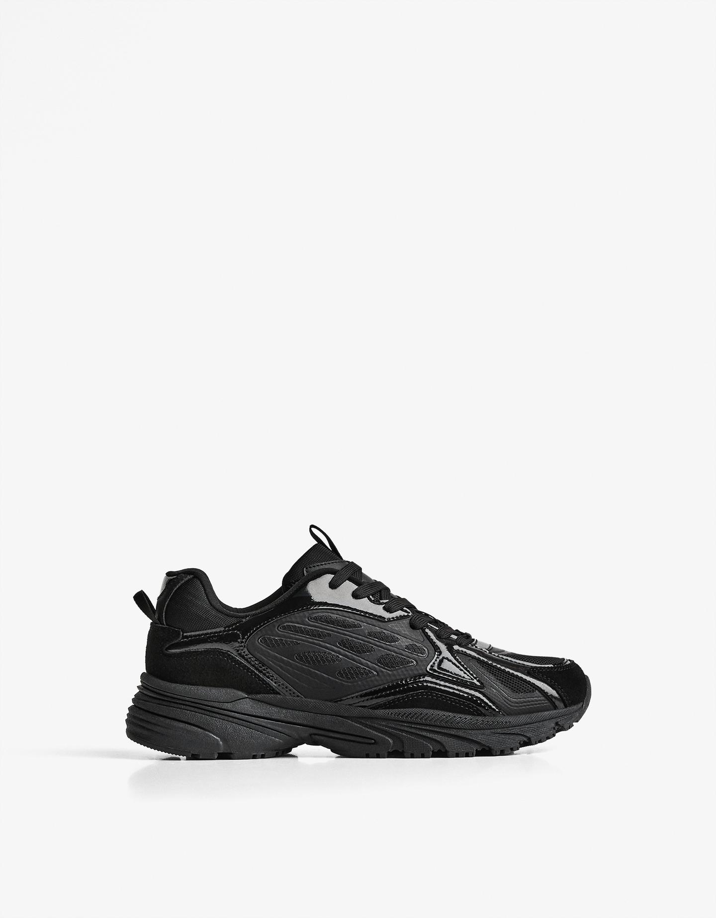 Bershka casualowe buty sportowe wieloelementowe czarny