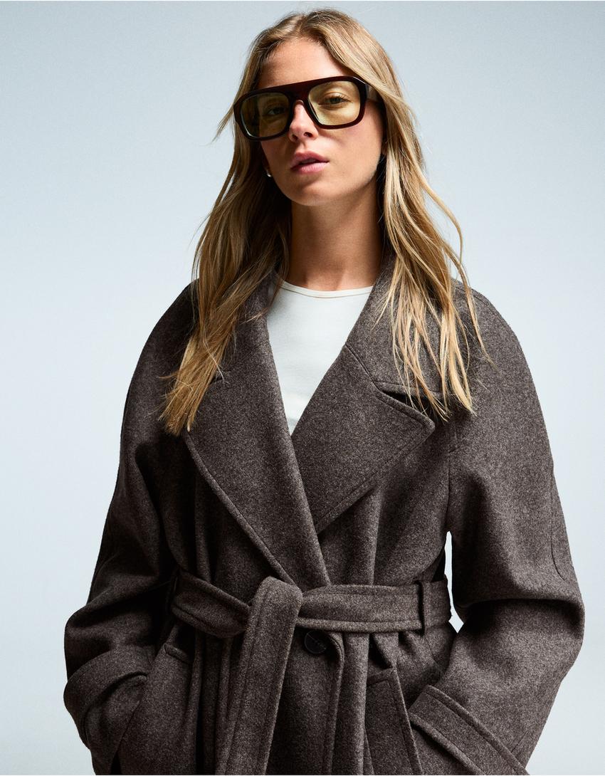 Trench morbido con cintura-Marrone-2