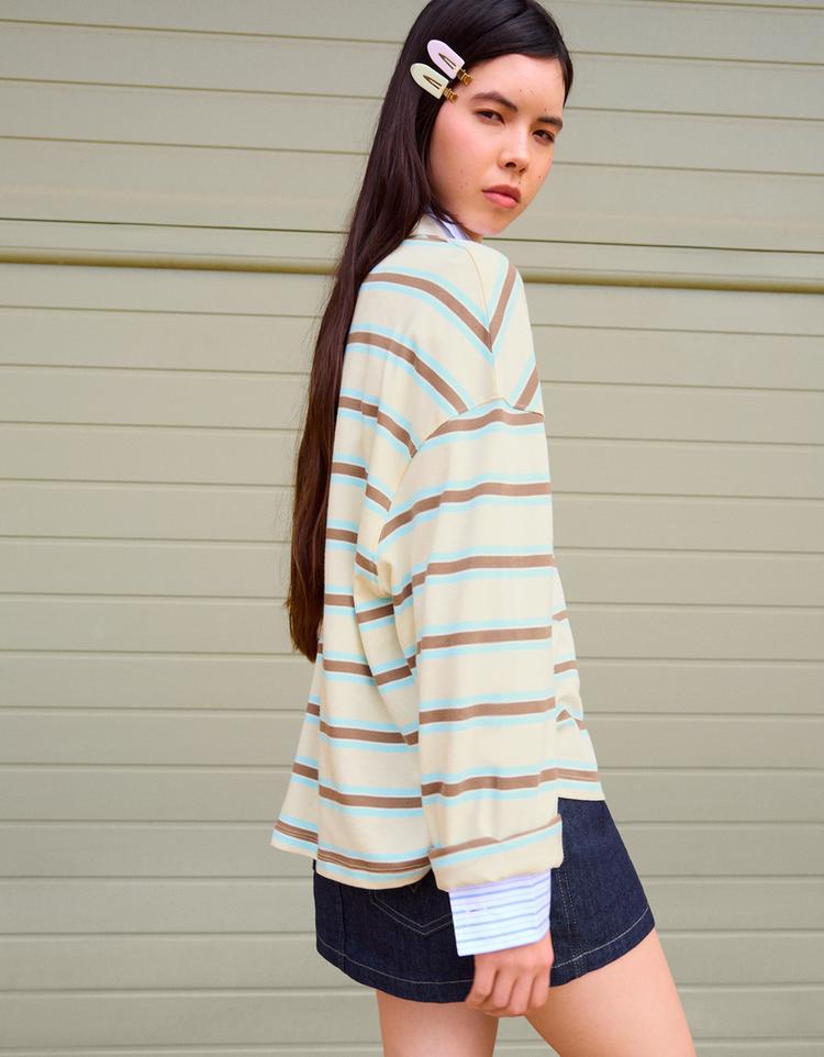 Long sleeve polo collar T-shirt