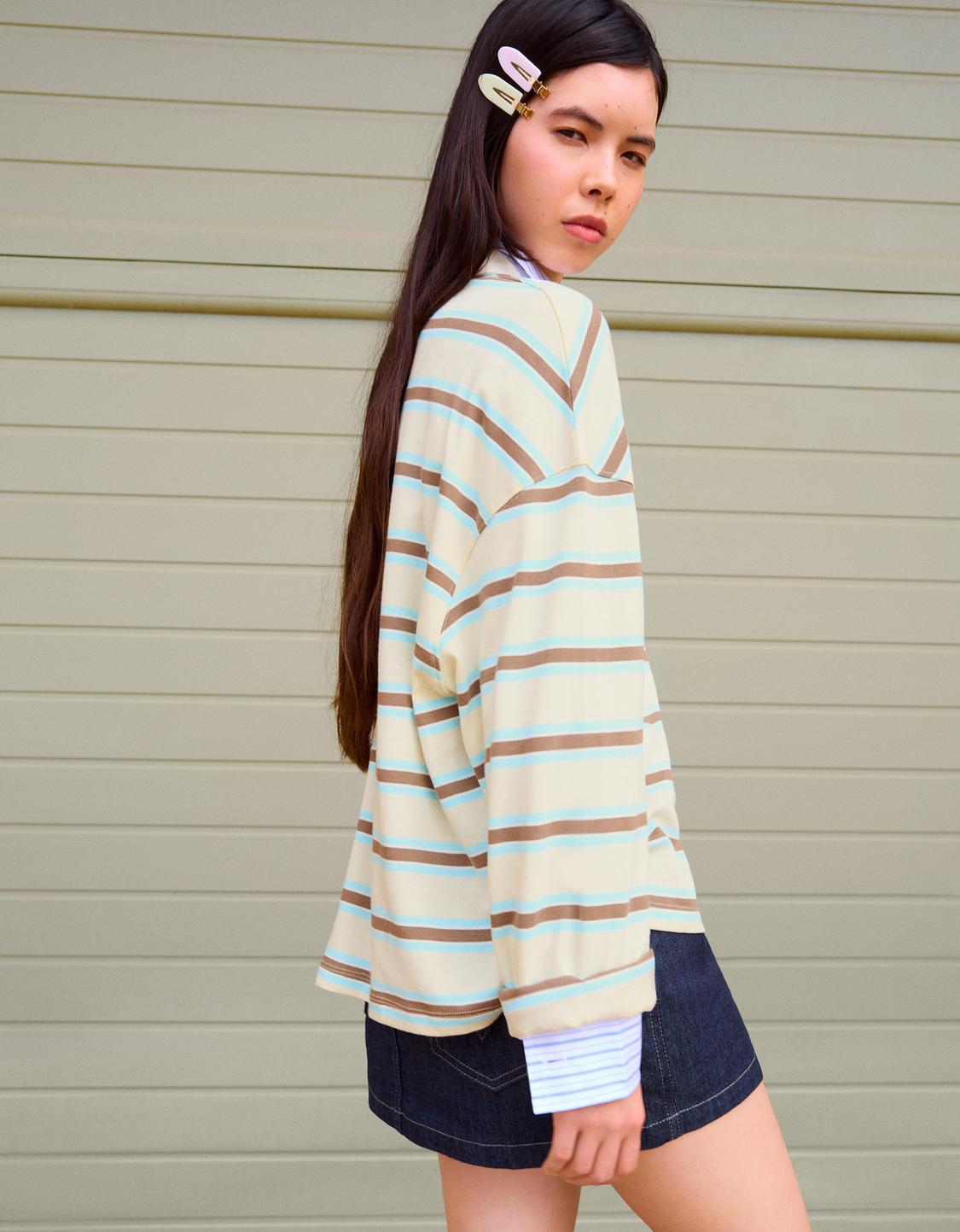 Long sleeve polo collar T-shirt