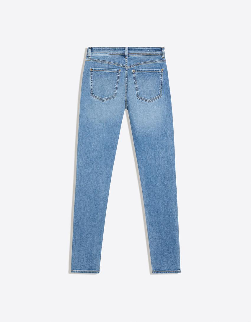 Yüksek bel skinny fit jean-Açık mavi