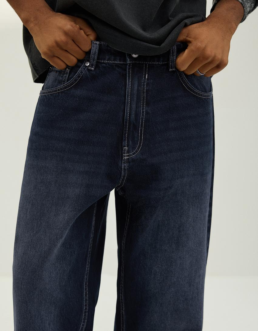 Blugi baggy-Albastru închis