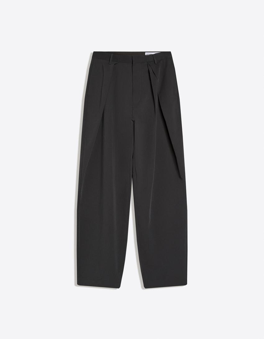 Super baggy tailored darted trousers-Dark grey