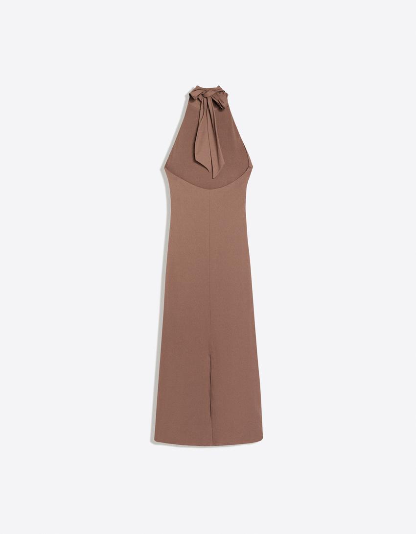 Halter midi dress-Sand