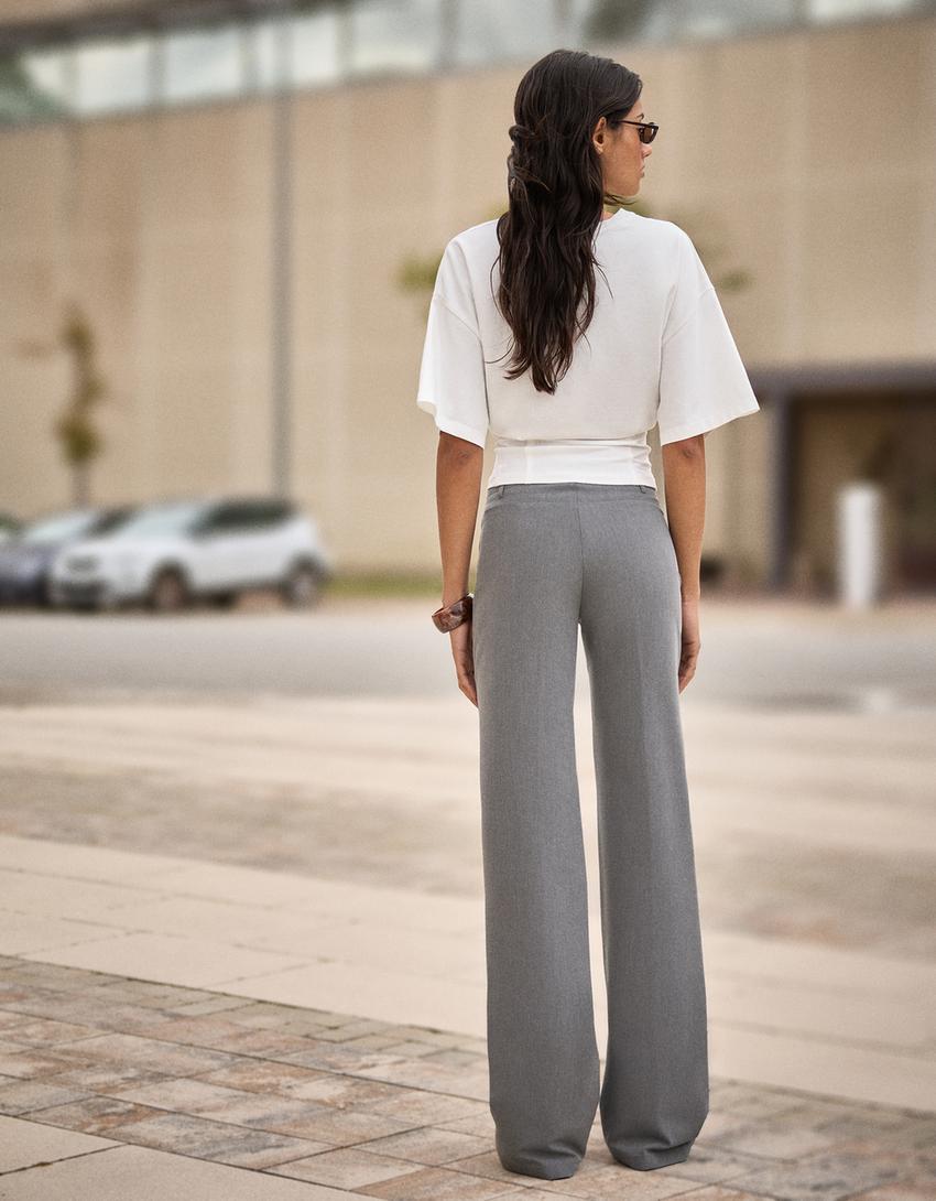 Geniş paça pantolon-Gri