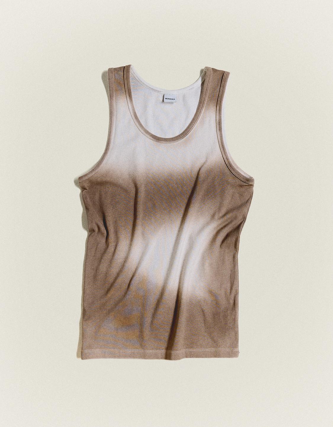 Ribbed strappy T-shirt with spray detail