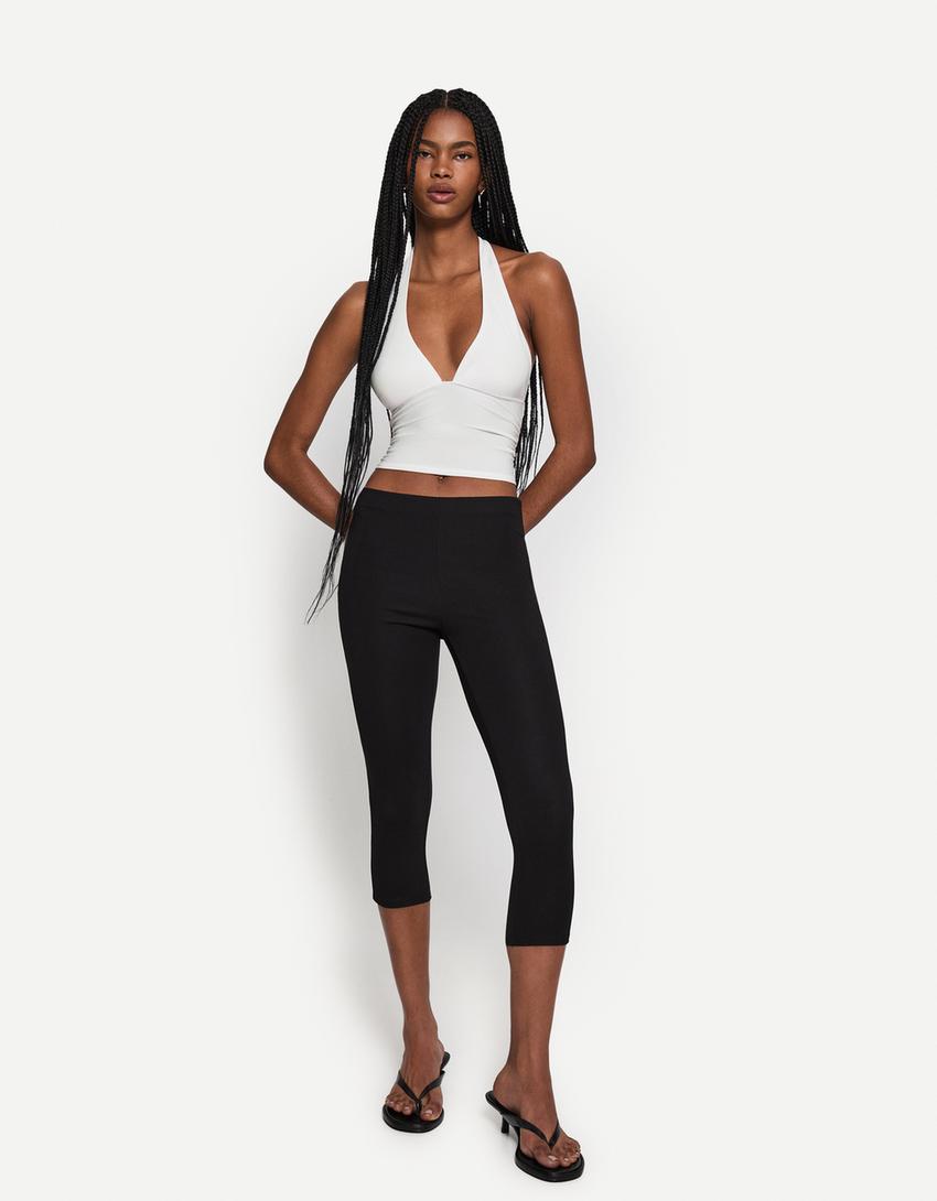 Gathered halter top-Cream