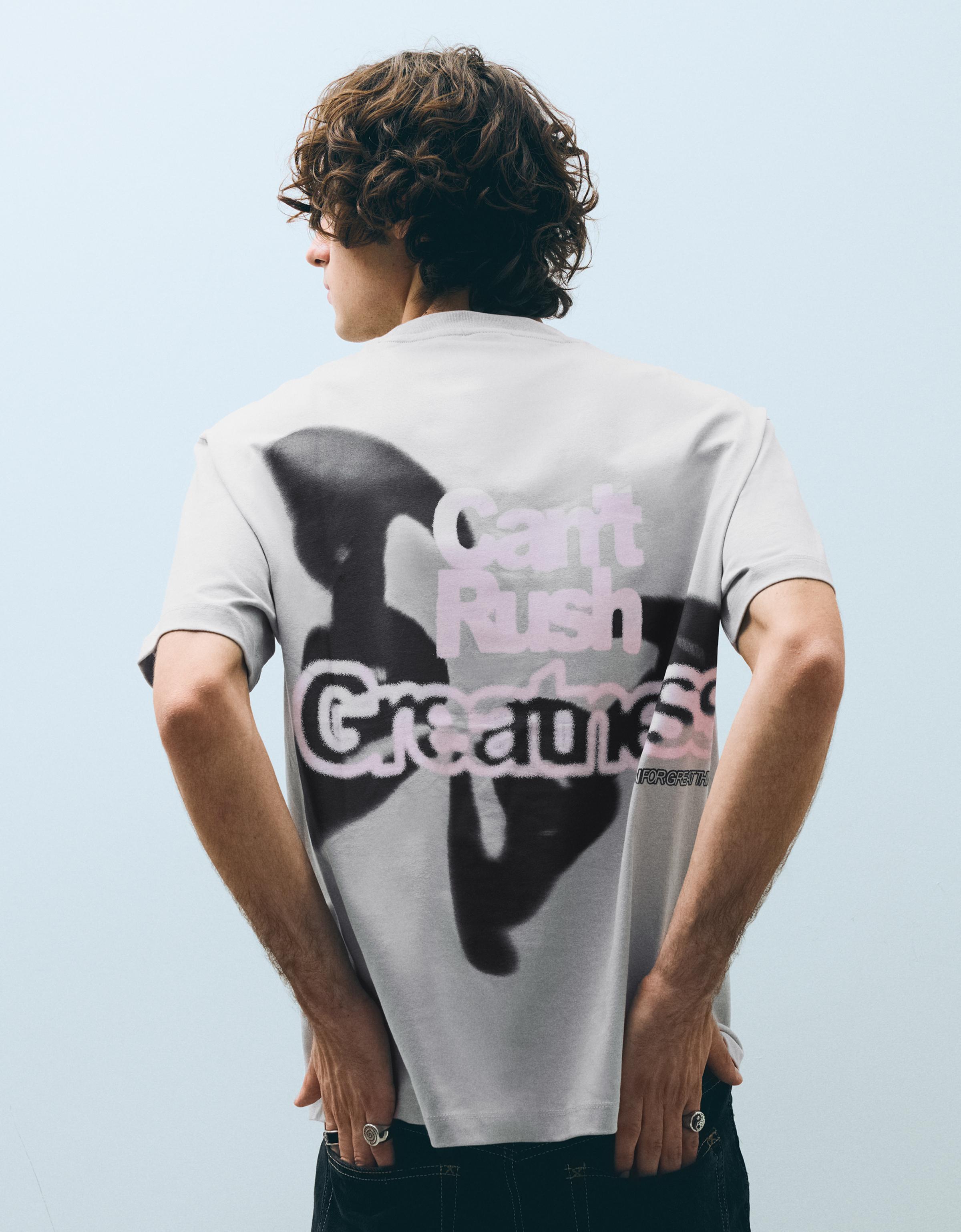 Bershka Boxy fit baskılı t-shirt görsel 7