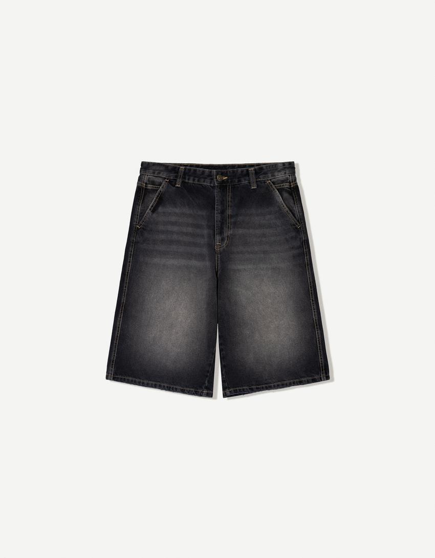 Bermude denim skater-Negru
