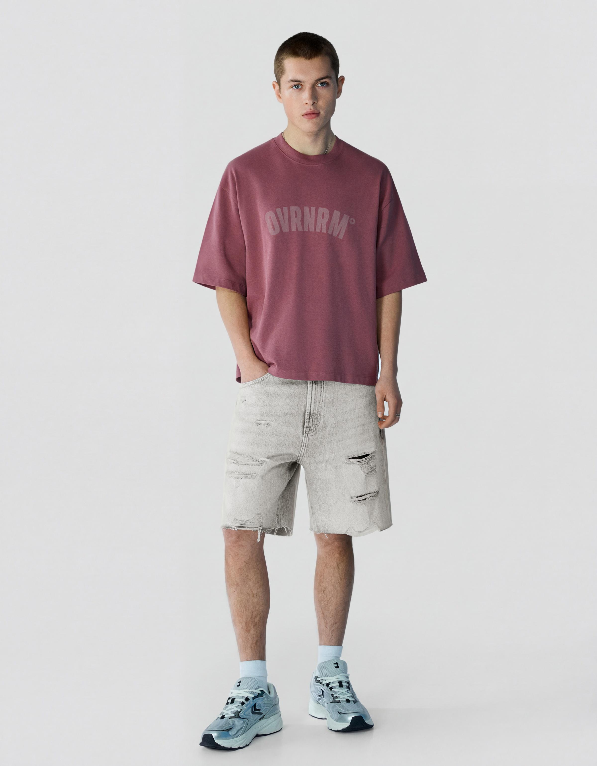 Ripped denim Bermuda shorts — Grey