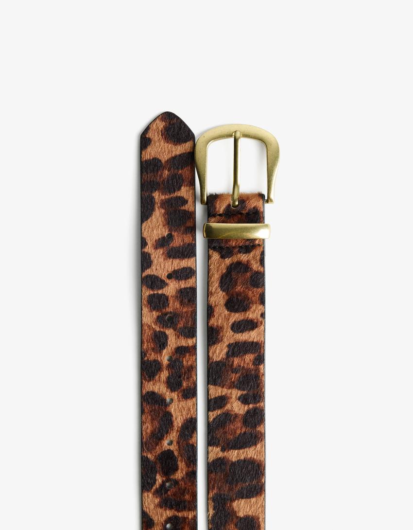 Faux leather belt-Brown-1