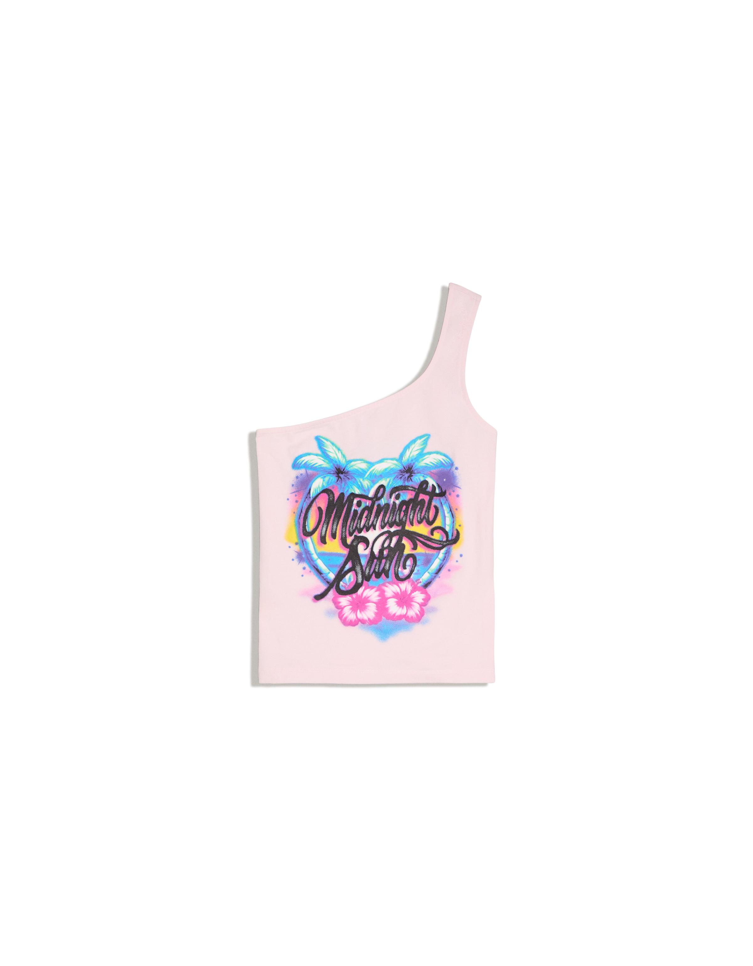Zara Larsson asymmetric print top — Pink