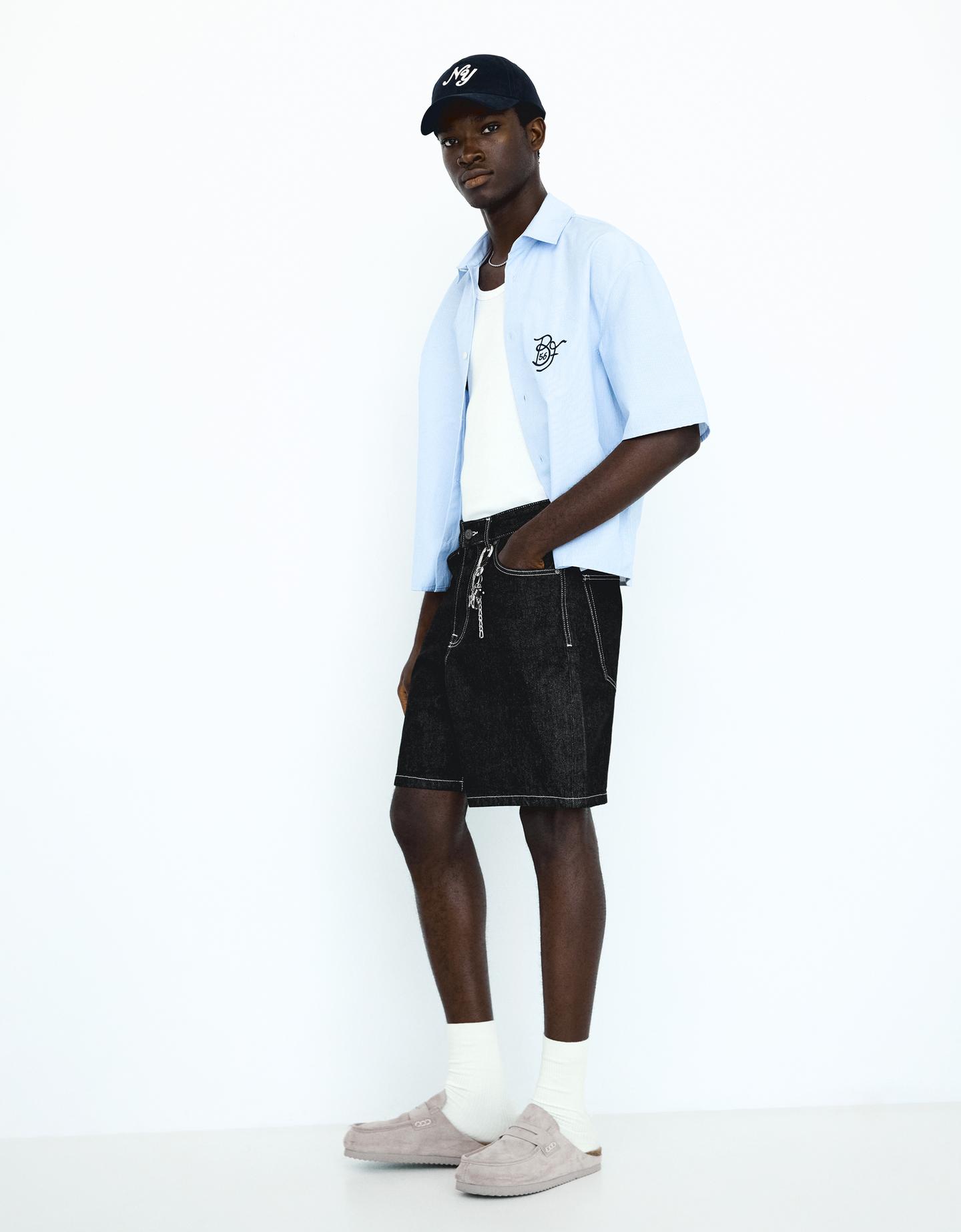 Bershka bermudy z denimu czarny