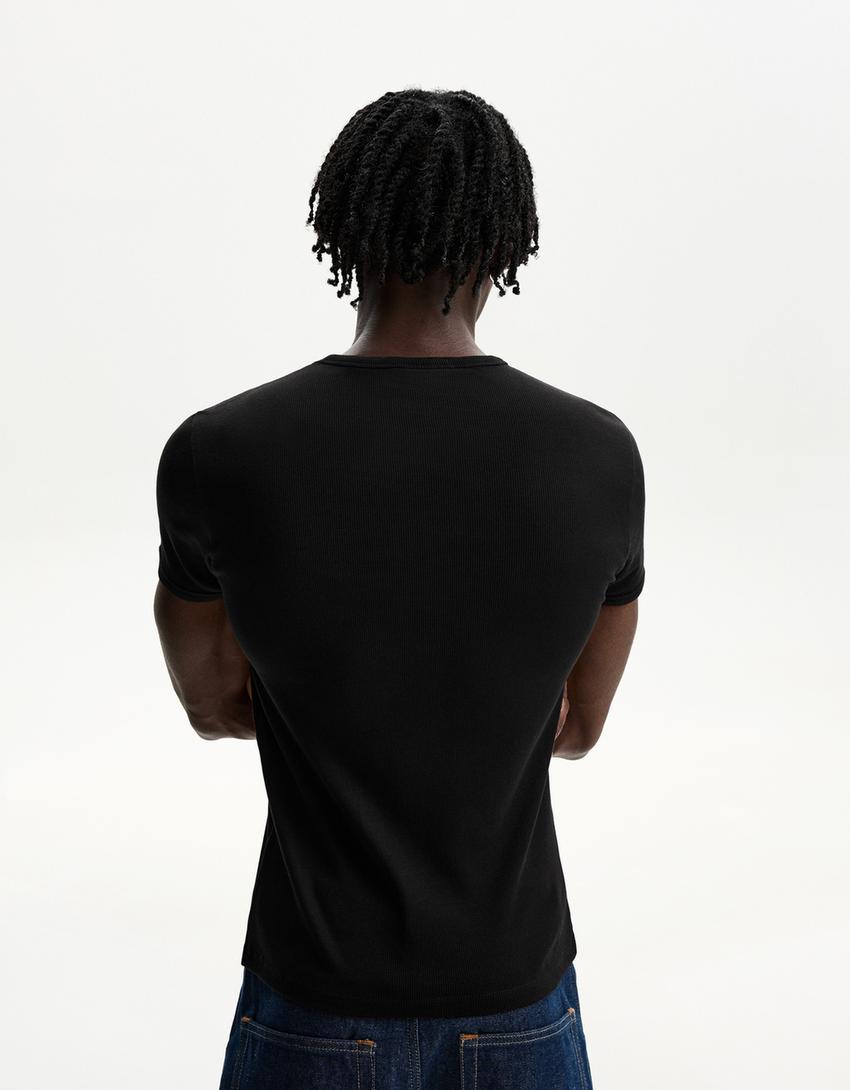 Geribd T-shirt met korte mouw