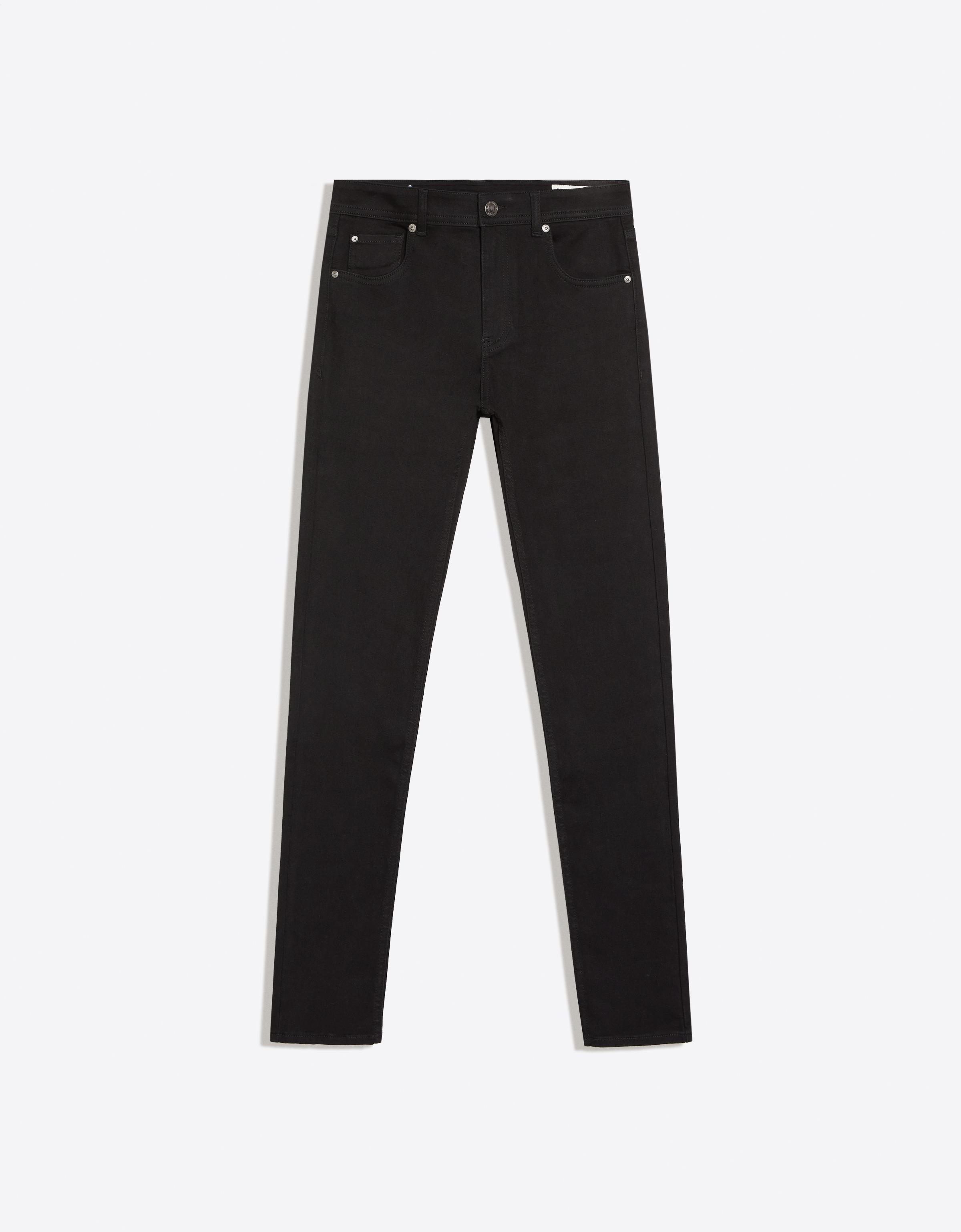 Bershka Jeans Skinny Tiro Alto Mujer Negro