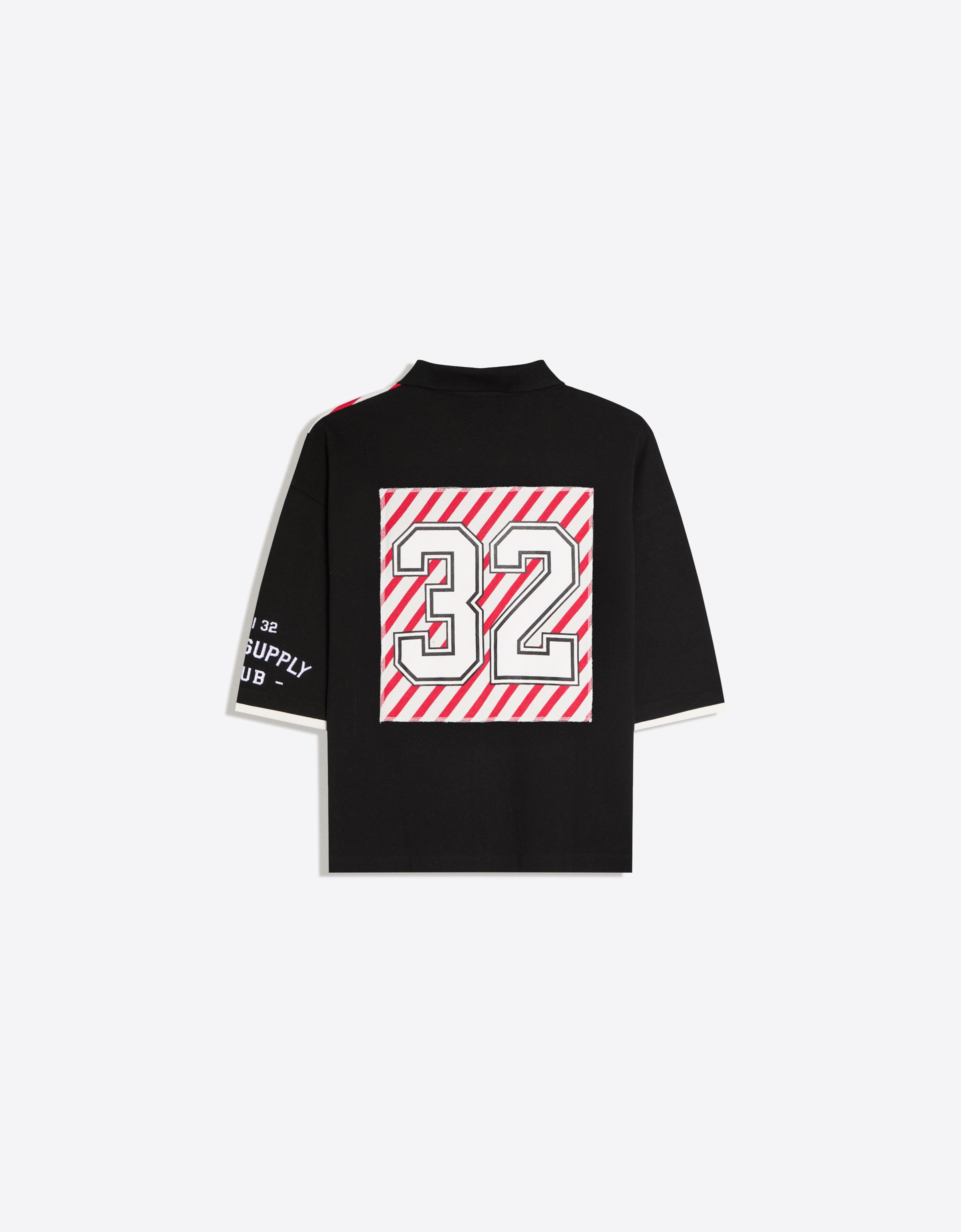 Short sleeve print polo shirt — Black