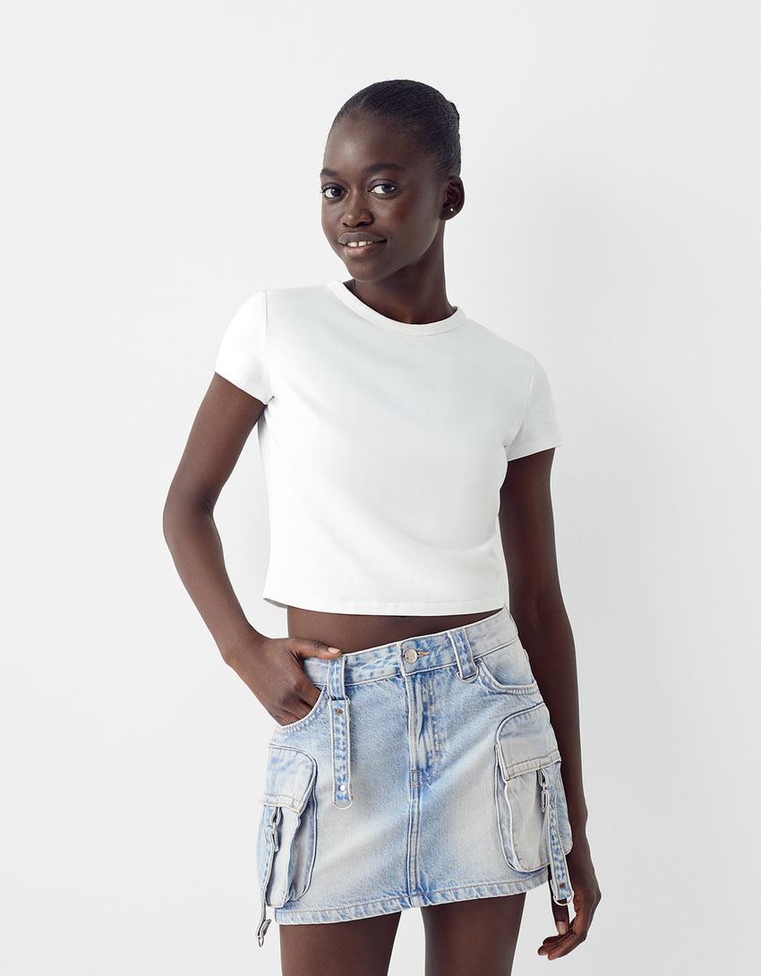 Falda Larga Falda Vaquera Blanca Bershka Falda Cargo Falda Vaquera