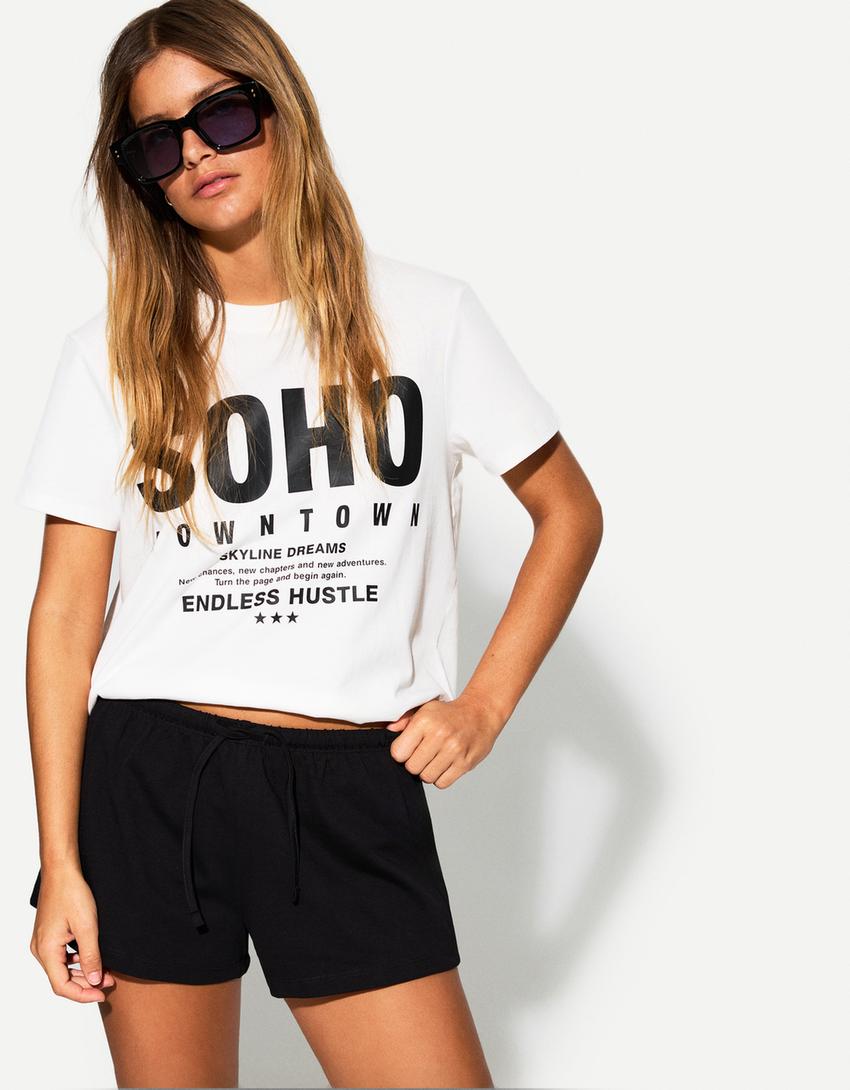 Short felpa-Negro